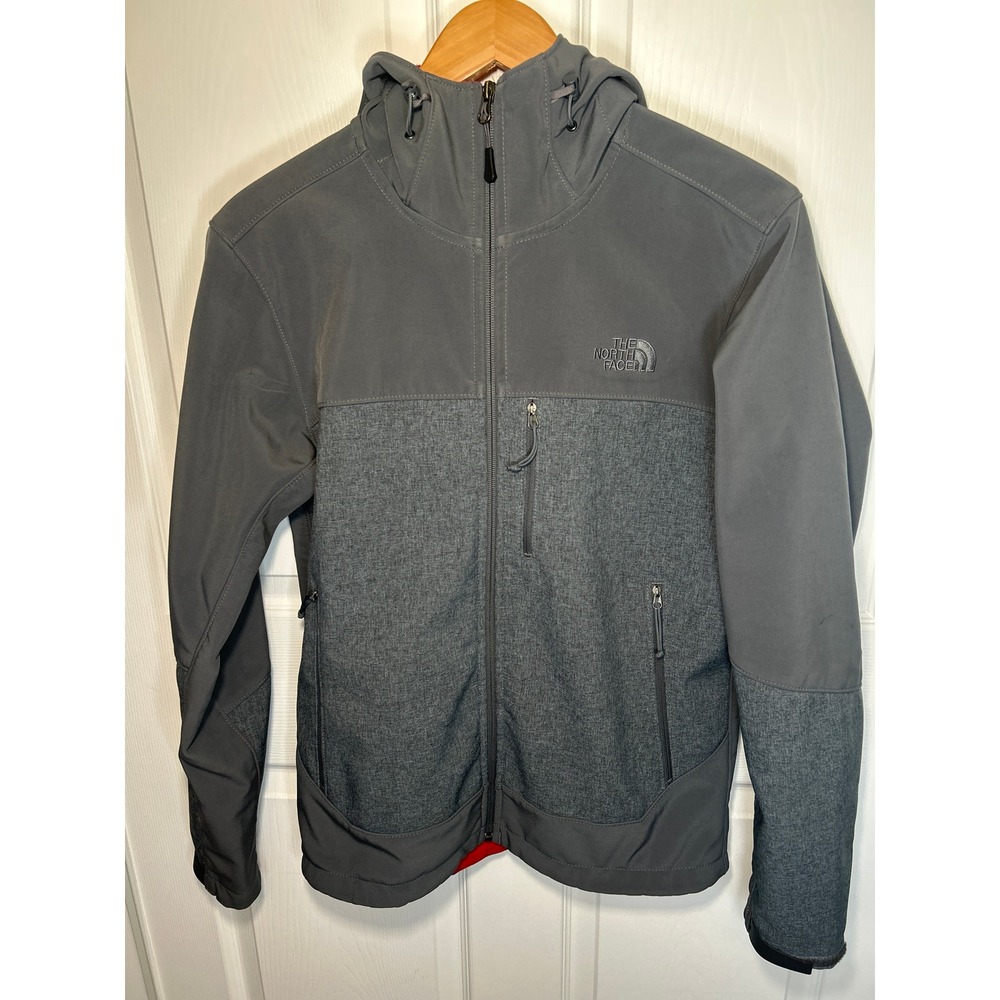 The North Face Softshell Jacket‎ Men's Small Gray Hooded Full Zip Windproof